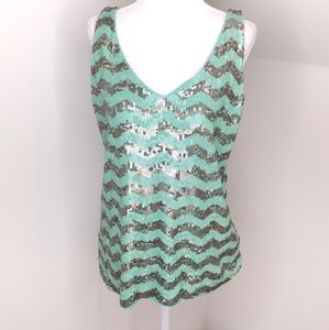 J Crew Factory chevron sequin tank top size M